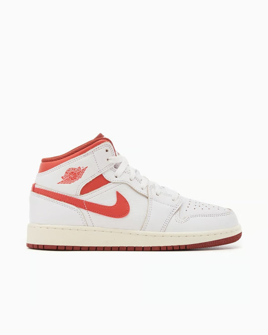 Air Jordan 1 Mid SE 'White Dune Red' (GS)