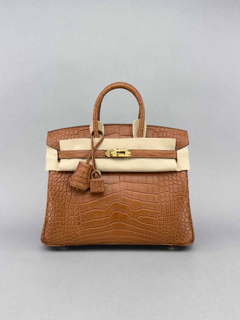 Hermes Birkin 25 Matte Alligator Gold Gold Hardware