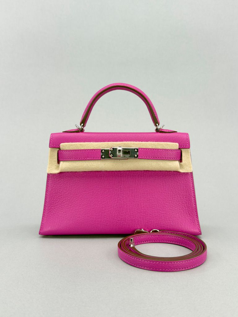 Hermes Mini Kelly 20 Chevre Magnolia Palladium Hardware