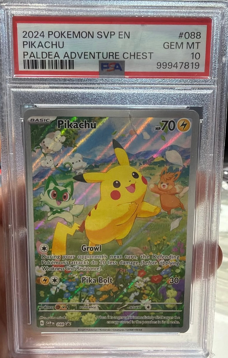 CARTA POKEMON Pikachu Paldea Adventure Chest #088 GEM MT 10