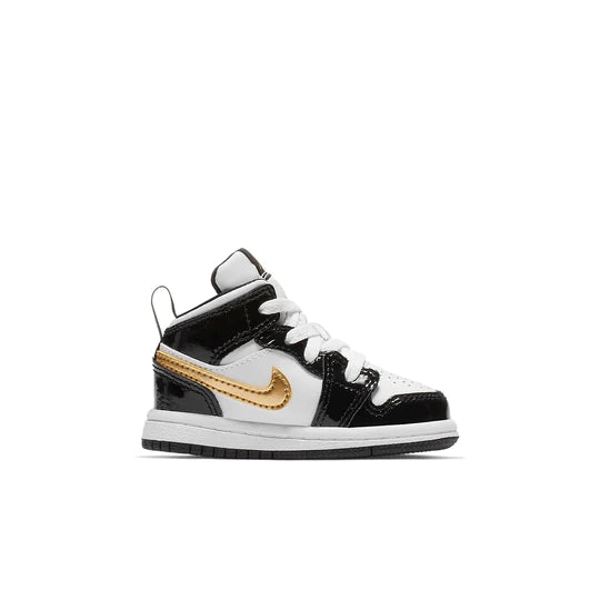 Jordan 1 Mid Patent Black White Gold (TD)
