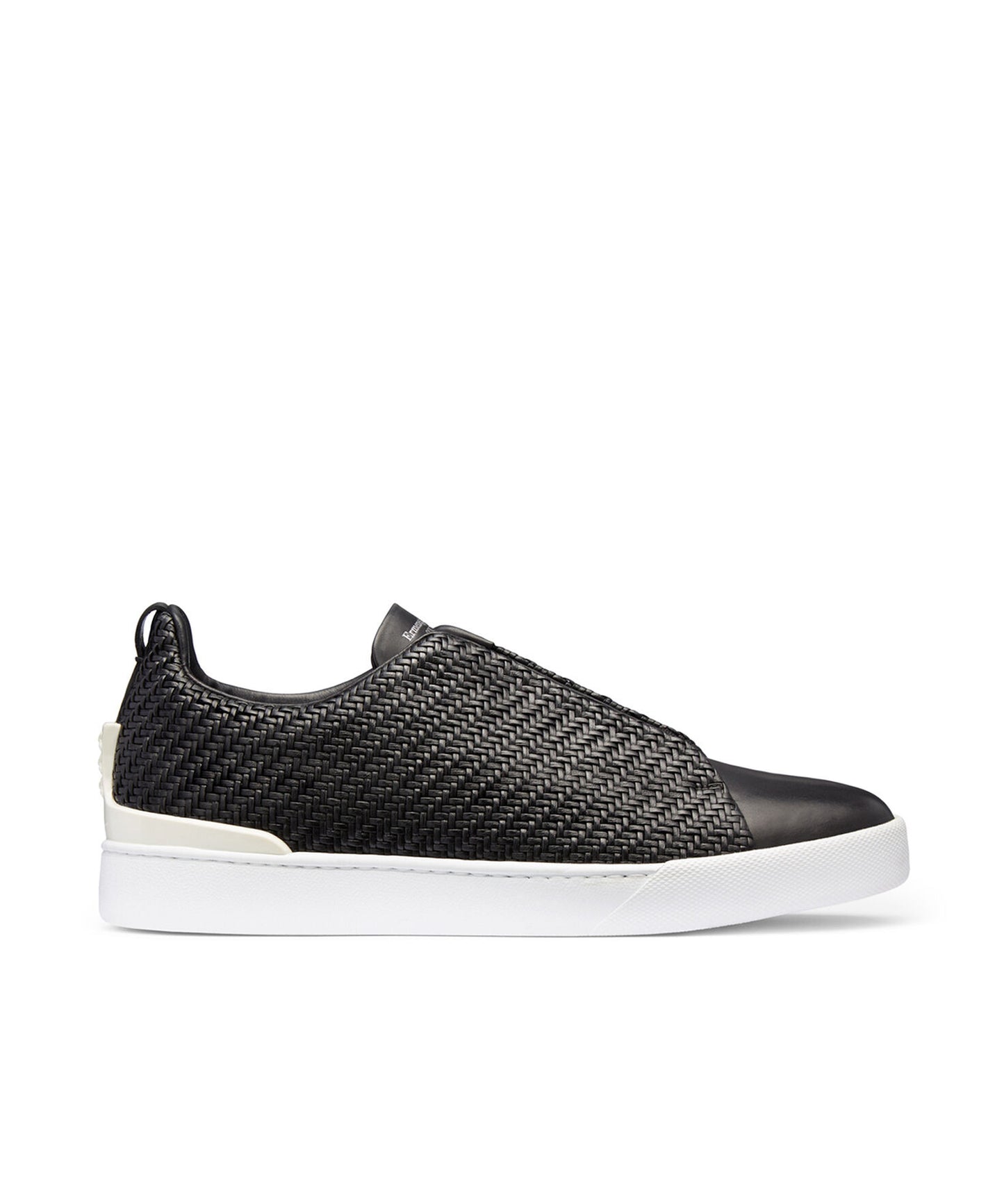 Tenis Zegna Triple Stitch en piel color negro