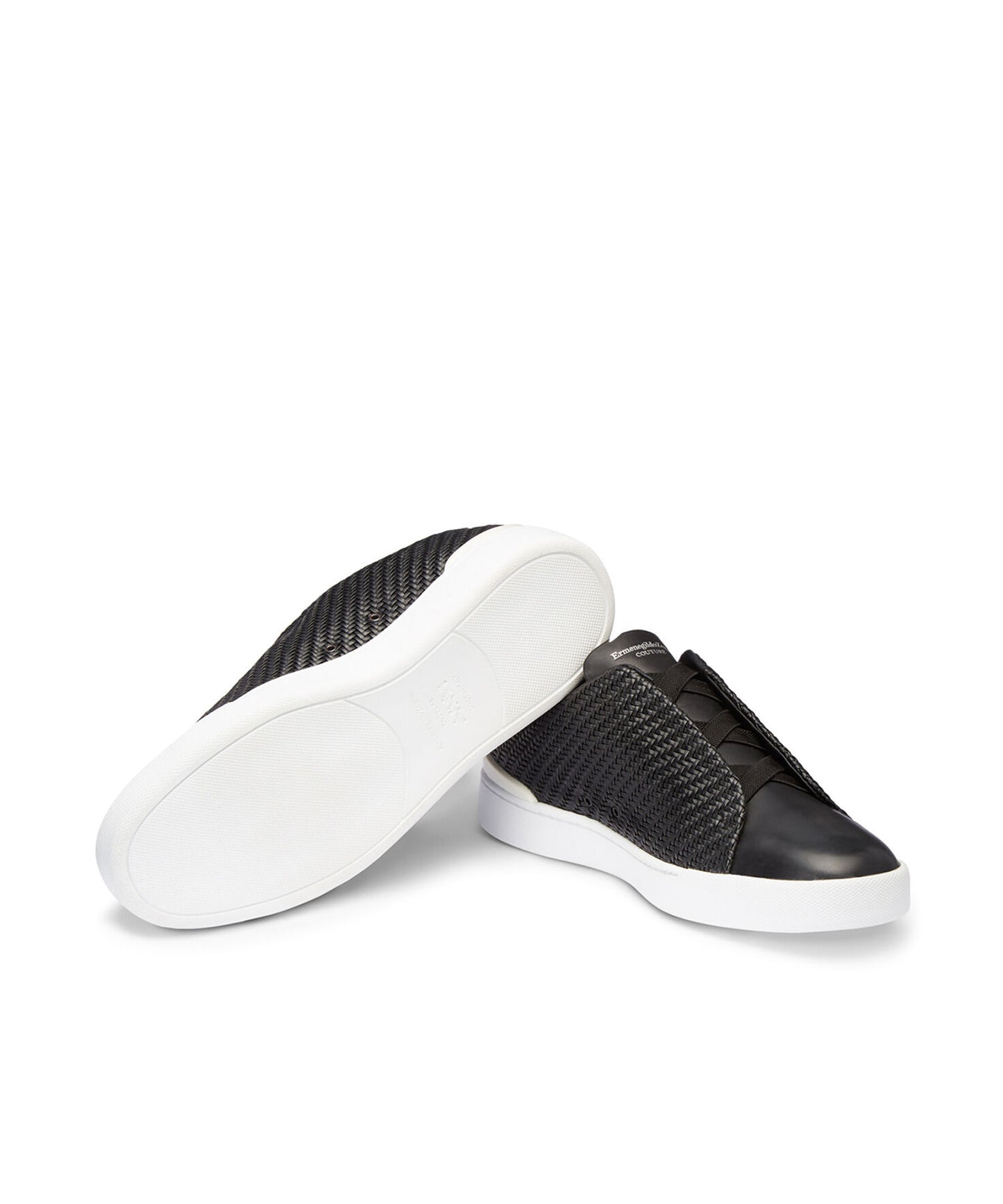 Tenis Zegna Triple Stitch en piel color negro