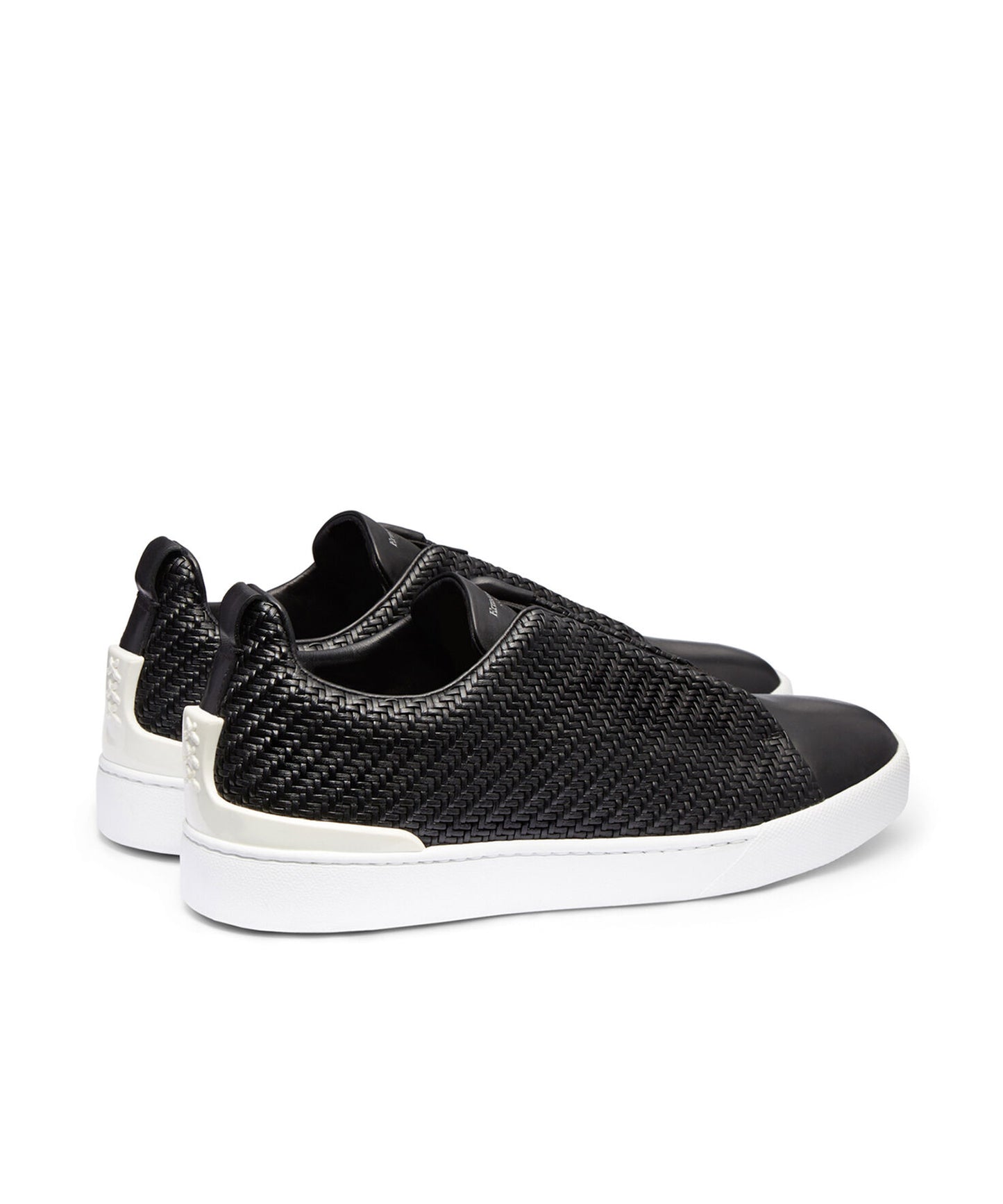 Tenis Zegna Triple Stitch en piel color negro