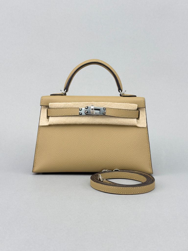 Hermes Mini Kelly 20 Epsom Poussiere Palladium Hardware