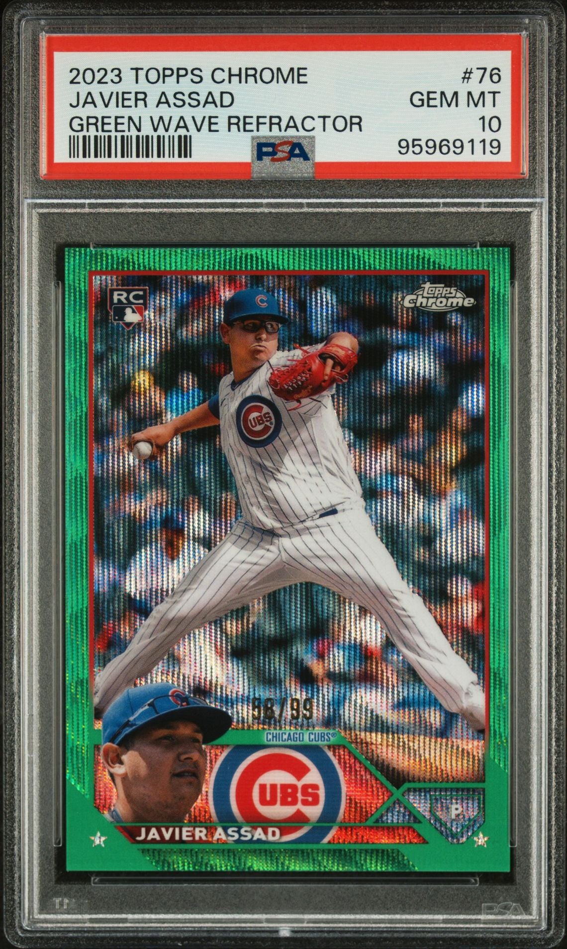 Javier Assad Green Wave Refractor - PSA 10 Graded Rookie Card