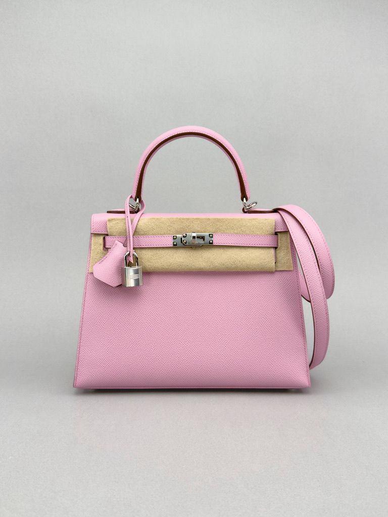 Hermes Kelly 25 Epsom Mauve Sylvestre Palladium Hardware