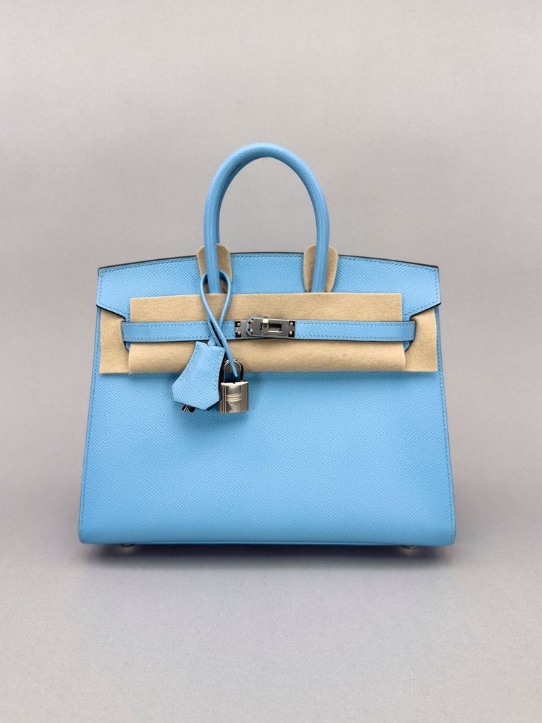 Hermes Birkin 25 Epsom Blue Celeste Palladium Hardware