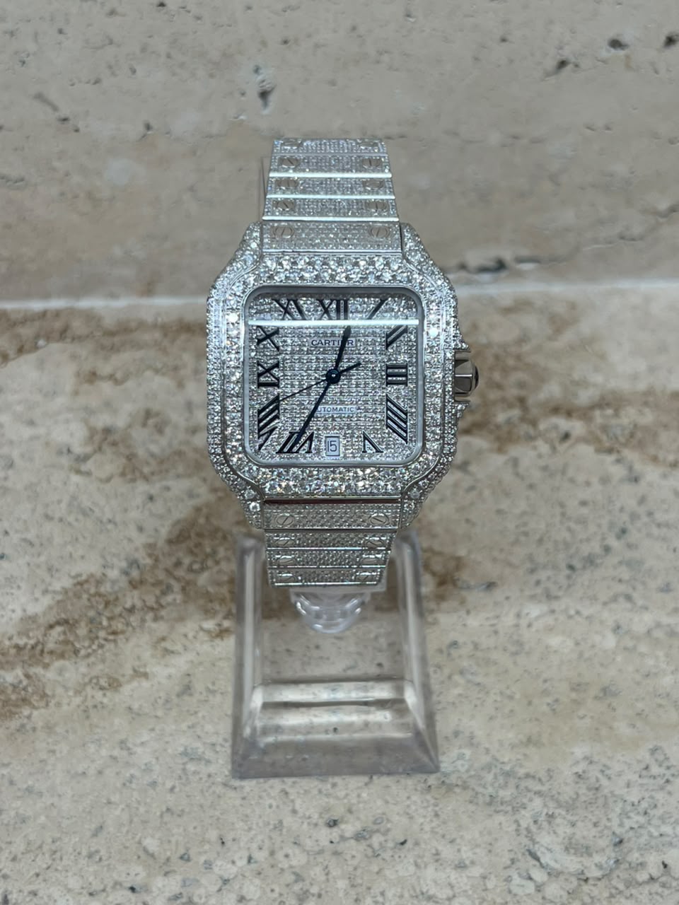 Cartier Santos Full Ice Big Diamonds Dial White Talla L 2026 con caja y papeles
