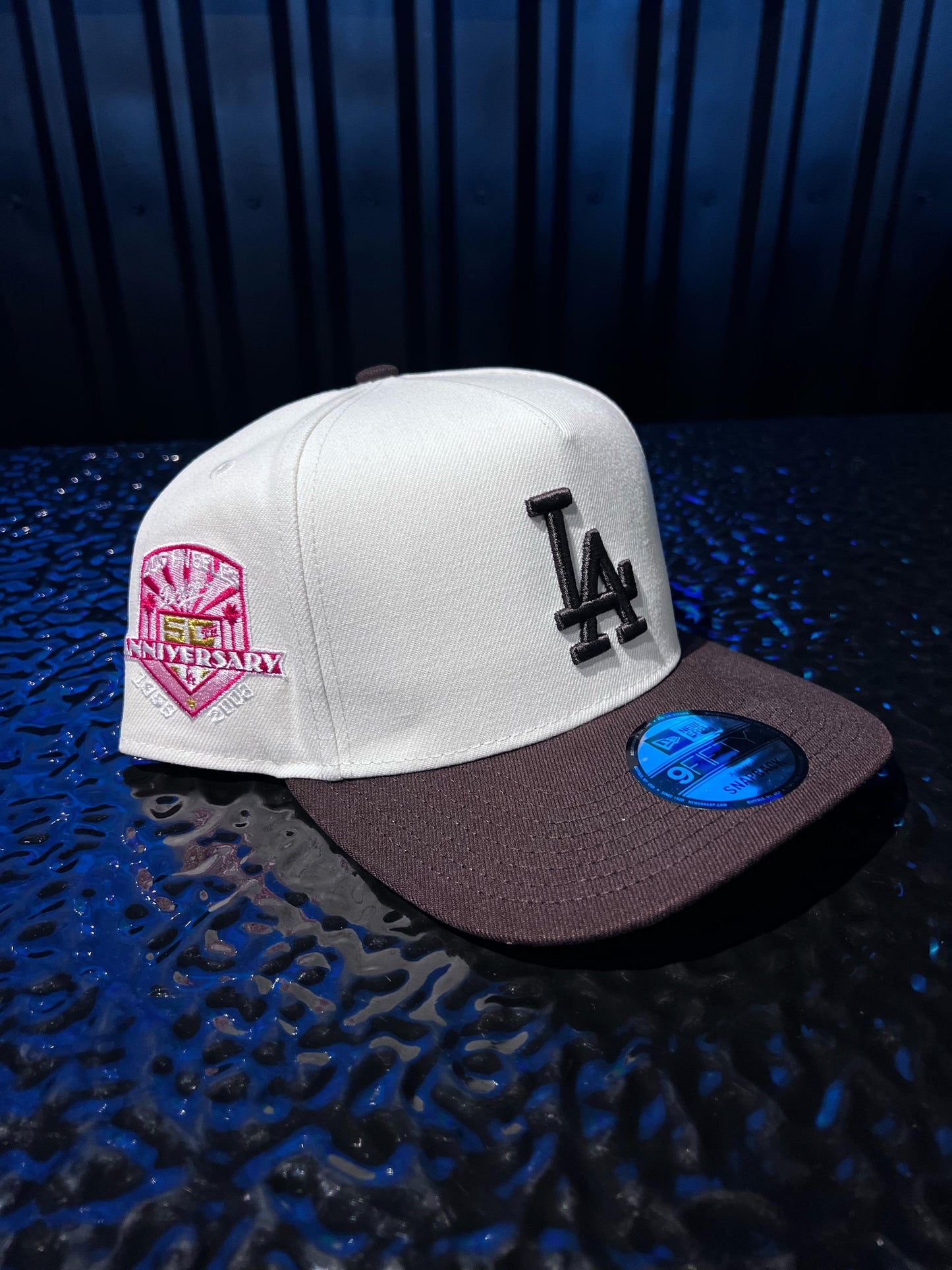GORRA NEW ERA DODGERS 50TH PINK BEIGE BROWN SNAPBACK