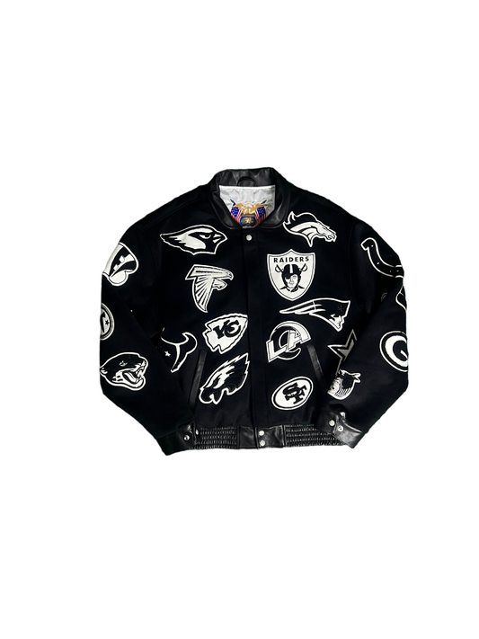 NFL COLLAGE WOOL & LEATHER JACKET Black & White