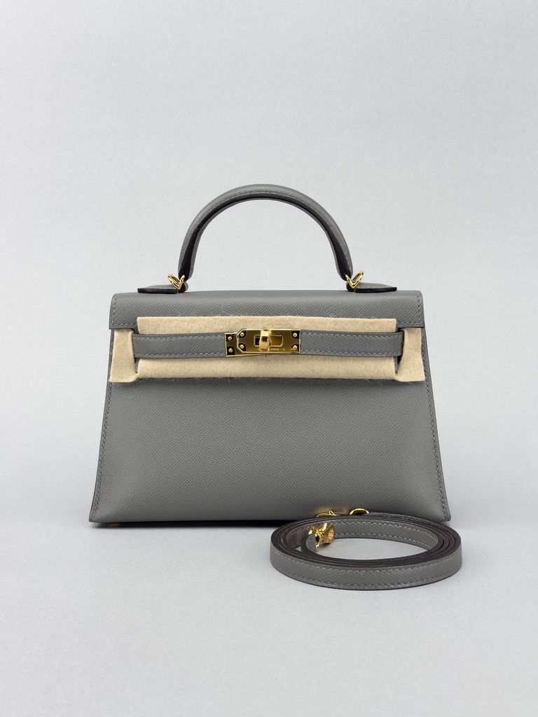 Hermes Mini Kelly 20 Gris Meyer Gold Hardware