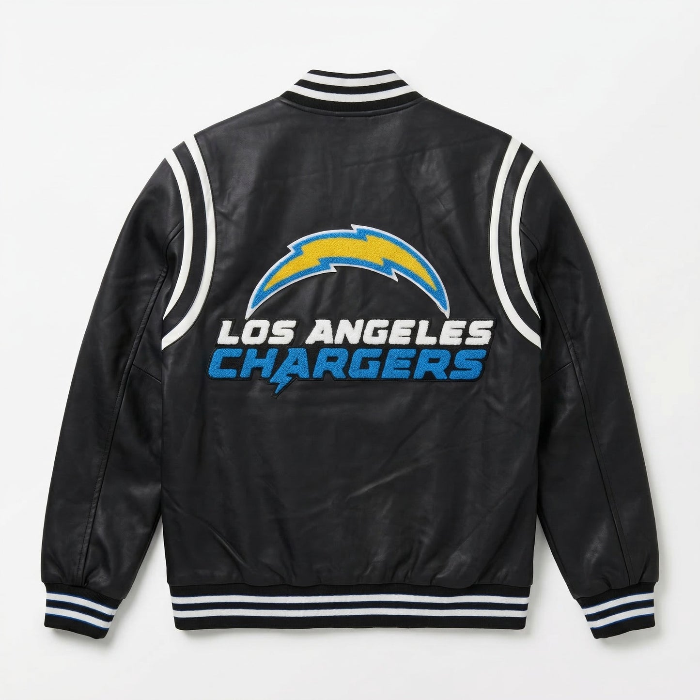 LA CHARGERS VEGAN LEATHER JACKET Black / White