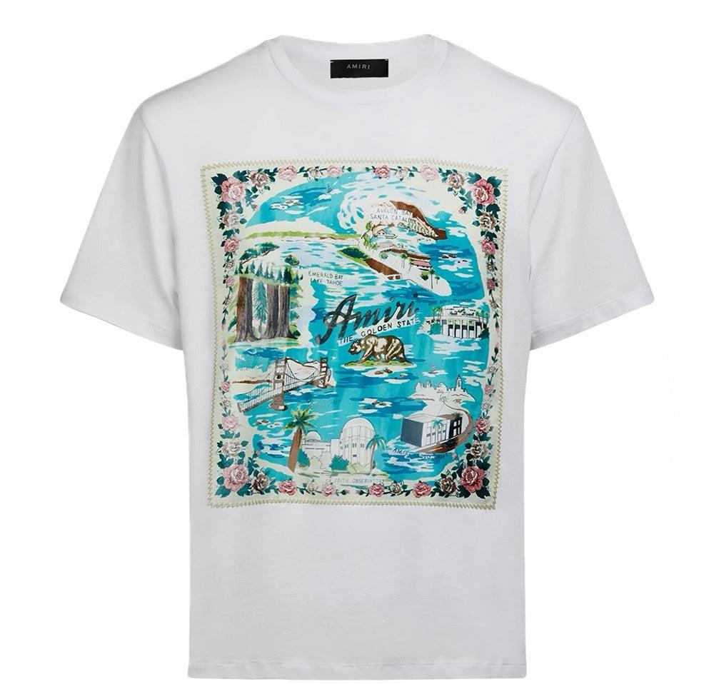 AMIRI THE GOLDEN STATE WHITE T-SHIRT