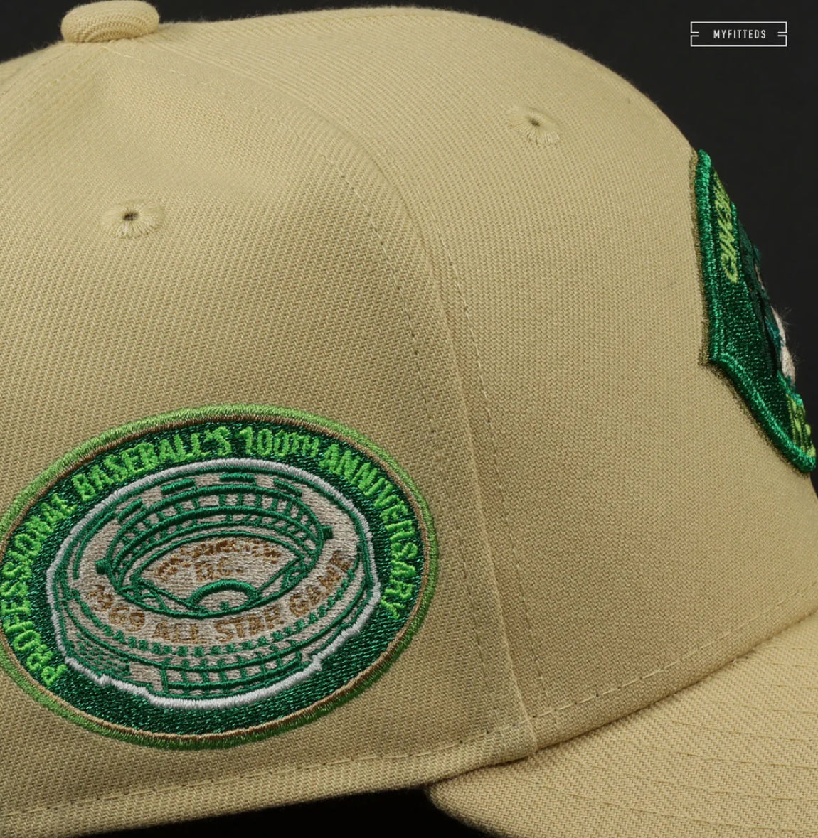 Gorra 5950 Cincinnati Reds 1969 All Star Game Washington "The Dollar 1.0" Old Gold Green