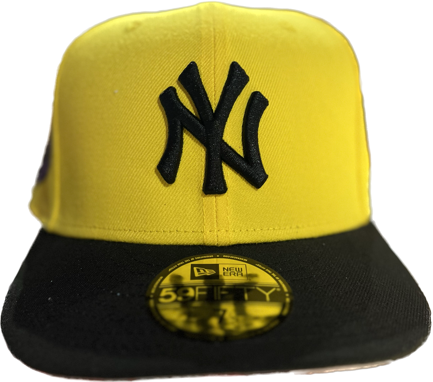YANKEES 59FIFTY NEW ERA CAP EXCLUSIVE 1999 WORLD SERIE SIDE PATCH BLACK AND YELLOW