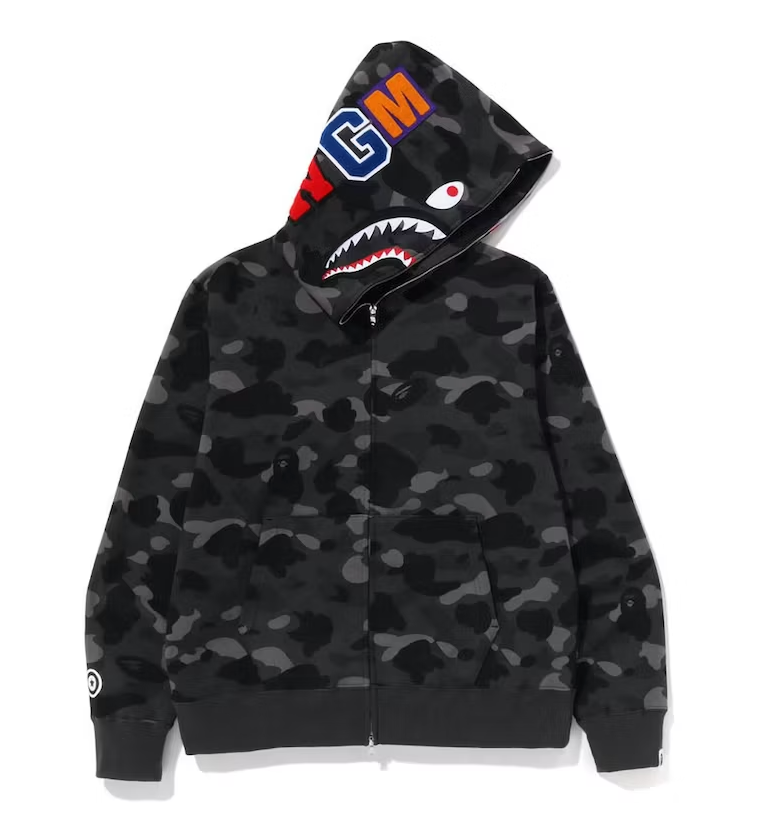 Gray bape cheap shark hoodie