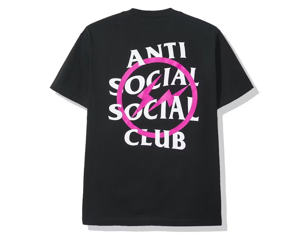 Anti Social Social Club x Fragment Pink Bolt Tee (FW19) Black