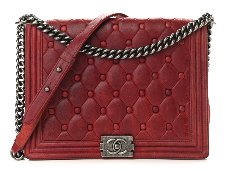 CHANEL Chesterfield Quilted Large Celtic Boy Flap Red