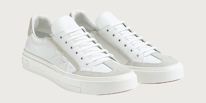Salvatore Ferragamo Men´s Born Gancini Leather Matte White
