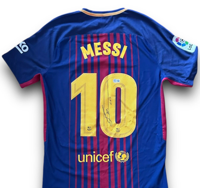 Jersey de Barcelona autografiado por el Argentino Leo Messi 2017