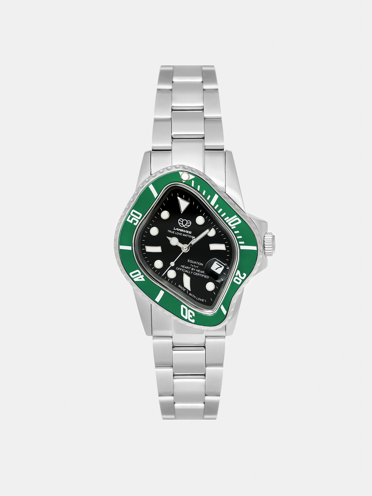SLIVER PRECISION STEEL: GREEN BEZEL & BLACK DIAL LAARVEE PEA001