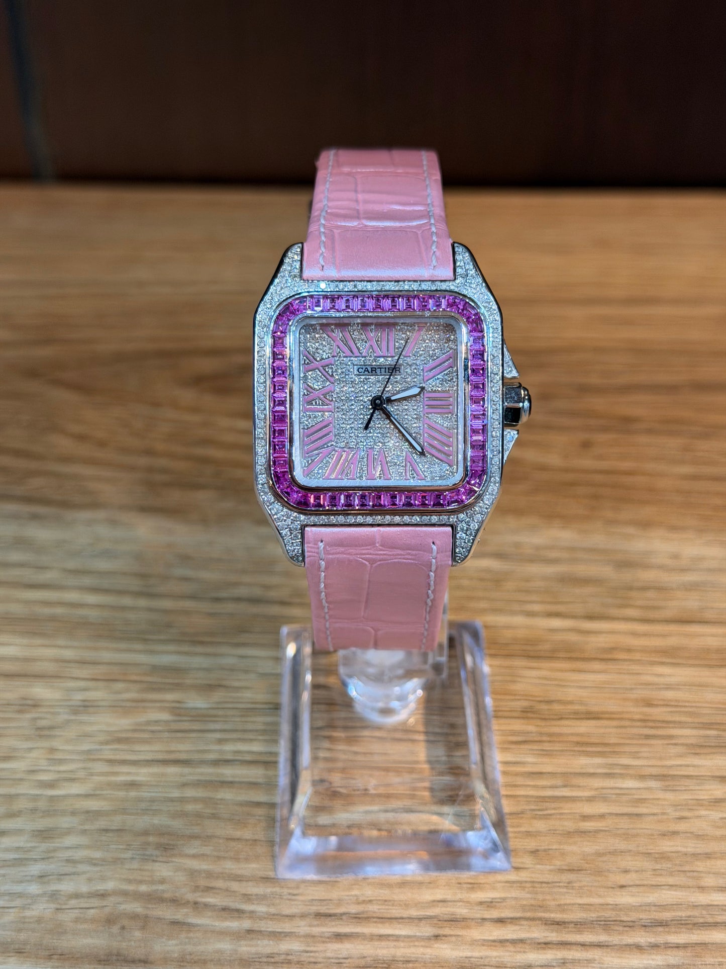 Cartier Santos Full Ice Rosa