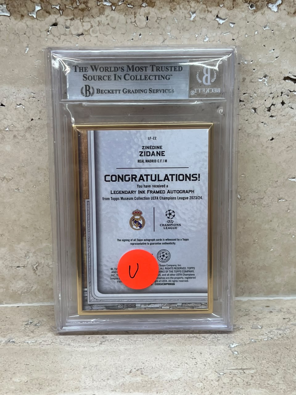 Topps Museum Collection 2023-24 UEFA Champions League Zinedine Zidane Legendary Ink Framed Auto 06/25