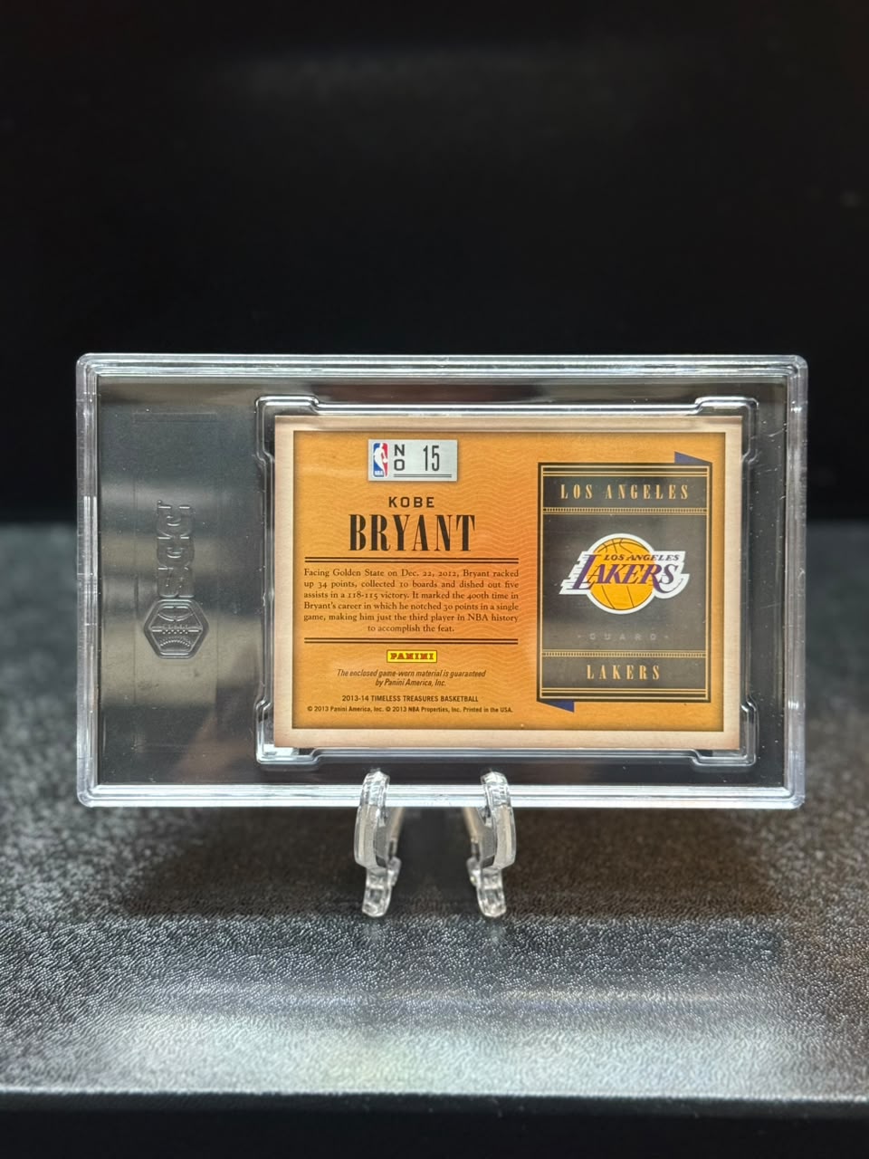 Kobe Bryant 2013-14 Panini Timeless Treasures Game Worn Patch