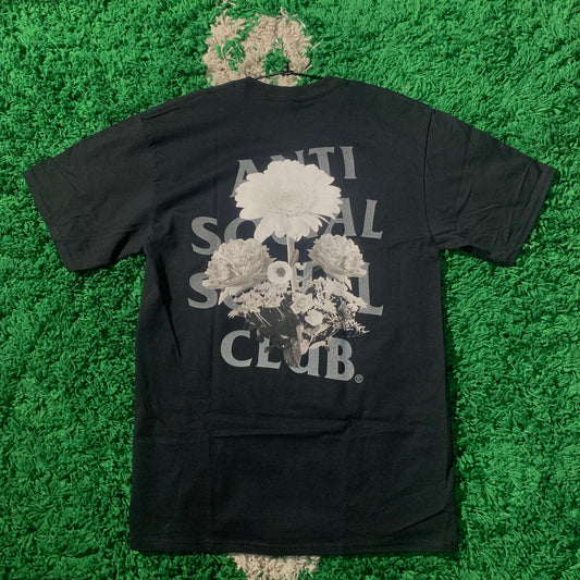 Anti Social Social Club T-shirt Black Flowers White Reflective