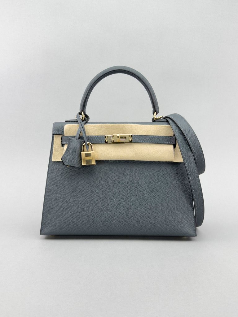 Hermes Kelly 25 Epsom Gris Misty Champagne Gold Hardware