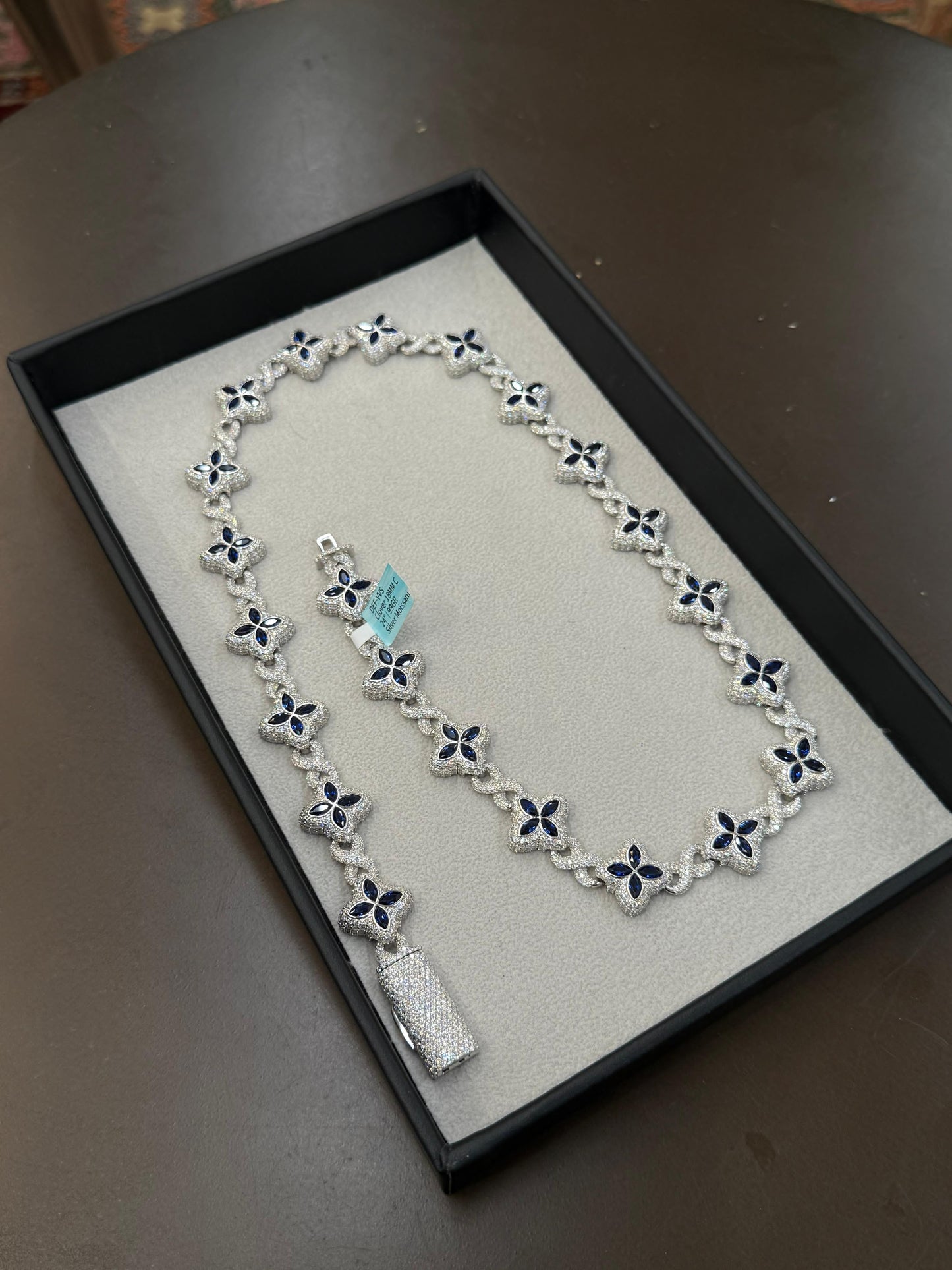 Collar Trebol Plata Moisanita