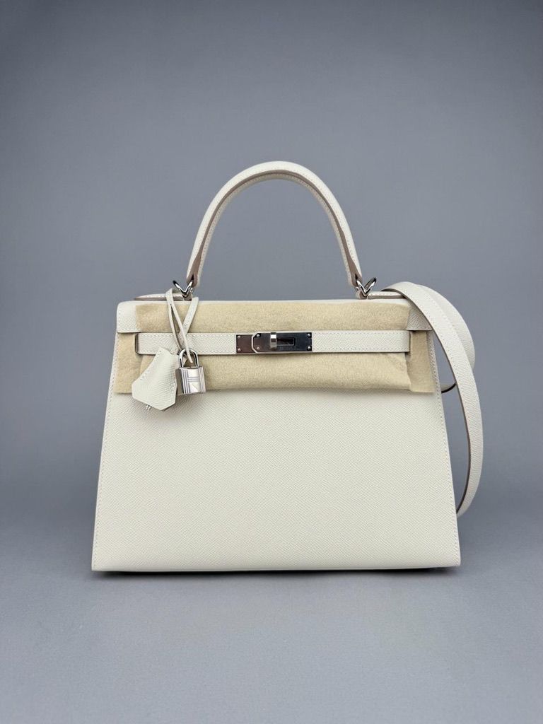 Hermes Kelly 28 Epsom Craie Palladium Hardware