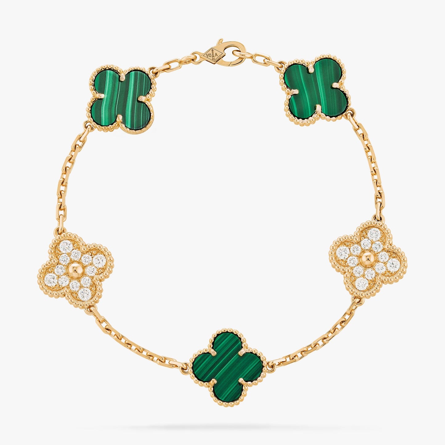 Bracelet Tipo Van Cleef & Arpels Vintage Alhambra Diamonds Green