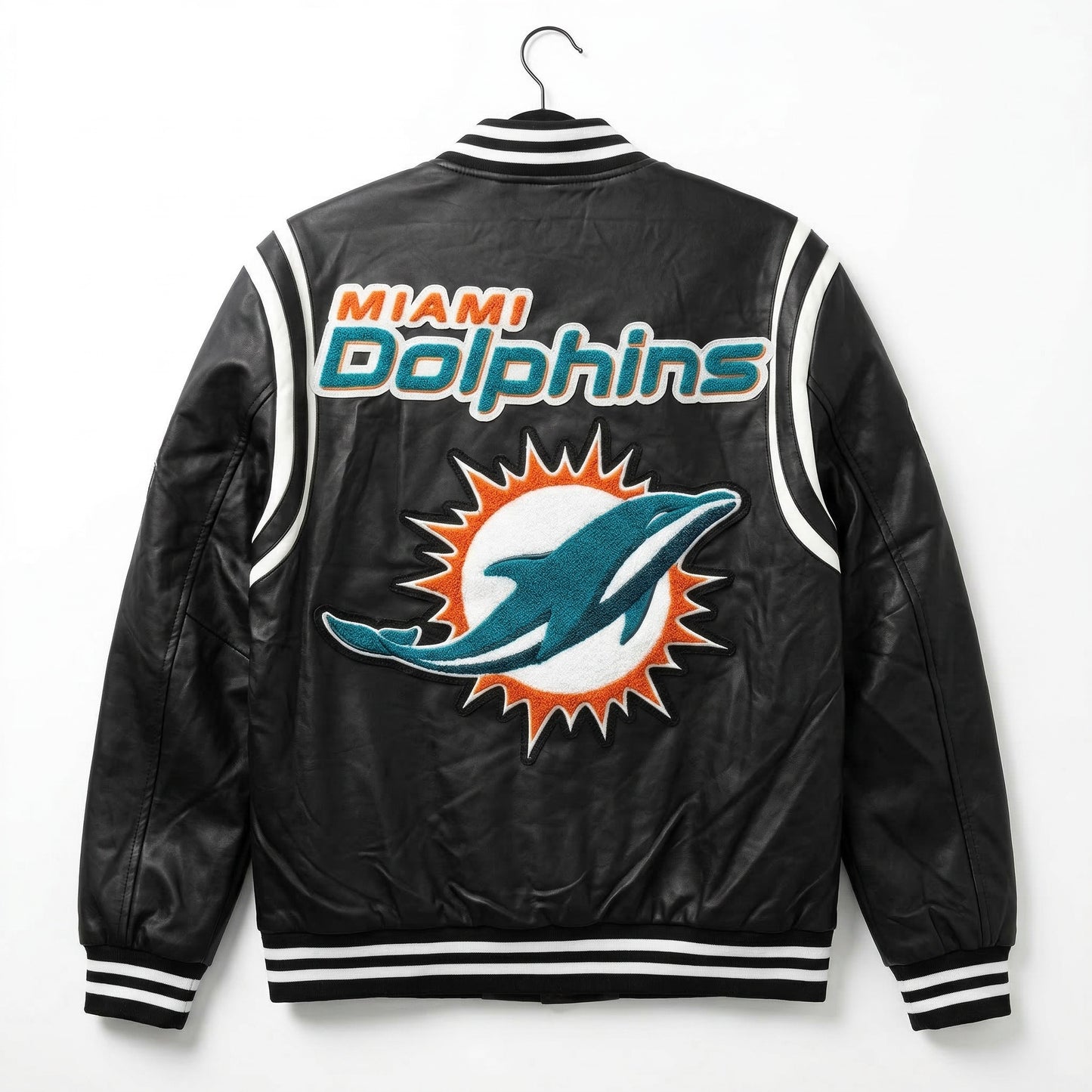 MIAMI DOLPHINS VEGAN LEATHER JACKET Black / White