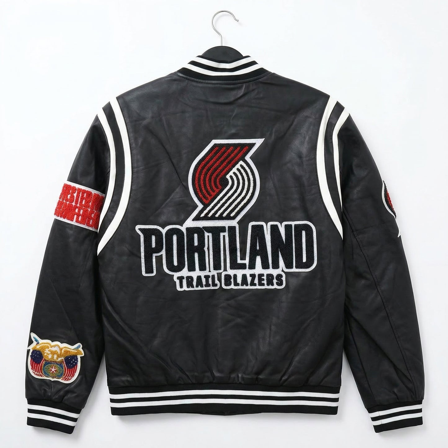 PORTLAND BLAZERS VEGAN LEATHER JACKET Black / White
