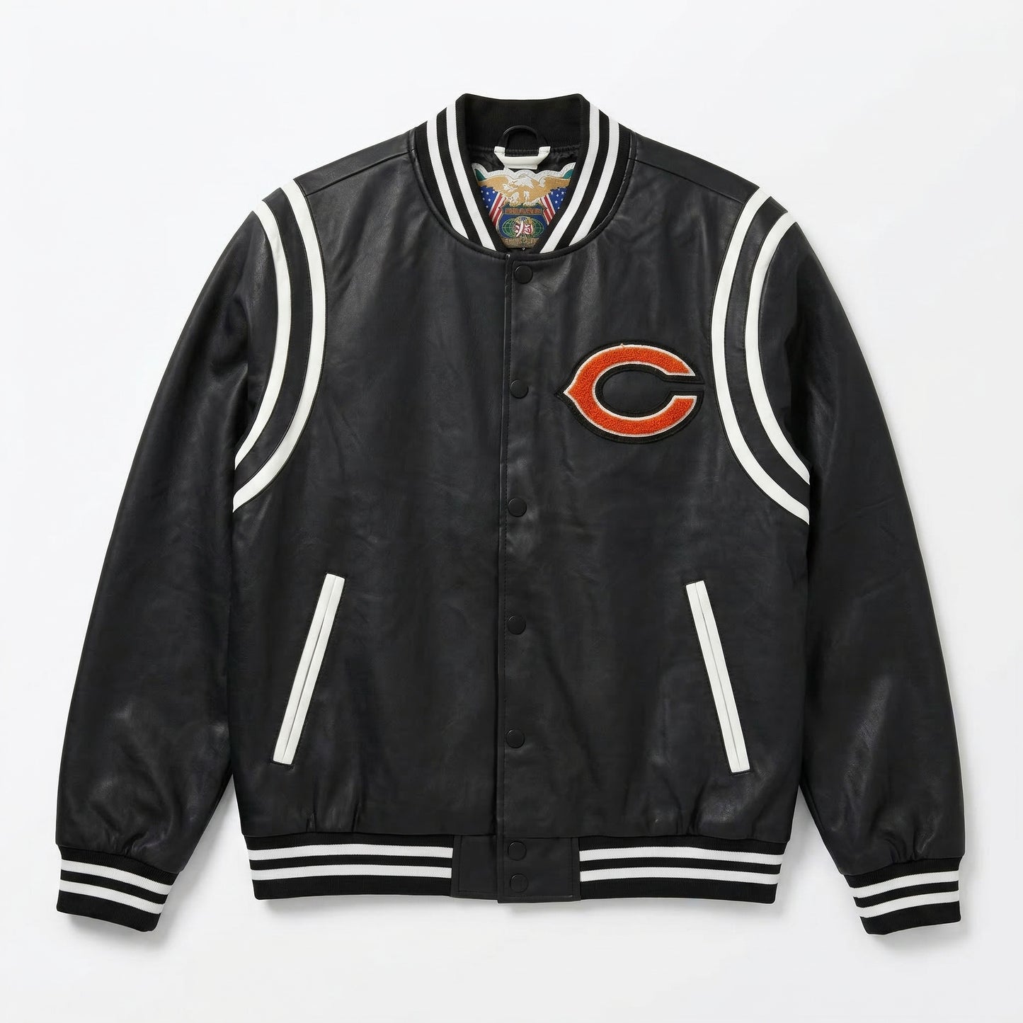 CHICAGO BEARS VEGAN LEATHER JACKET Black / White