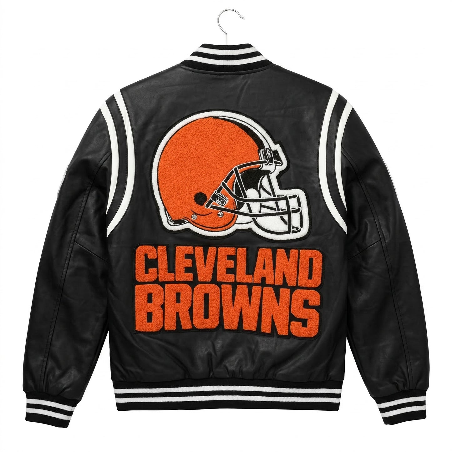 CLEVELAND BROWNS VEGAN LEATHER JACKET Black / White