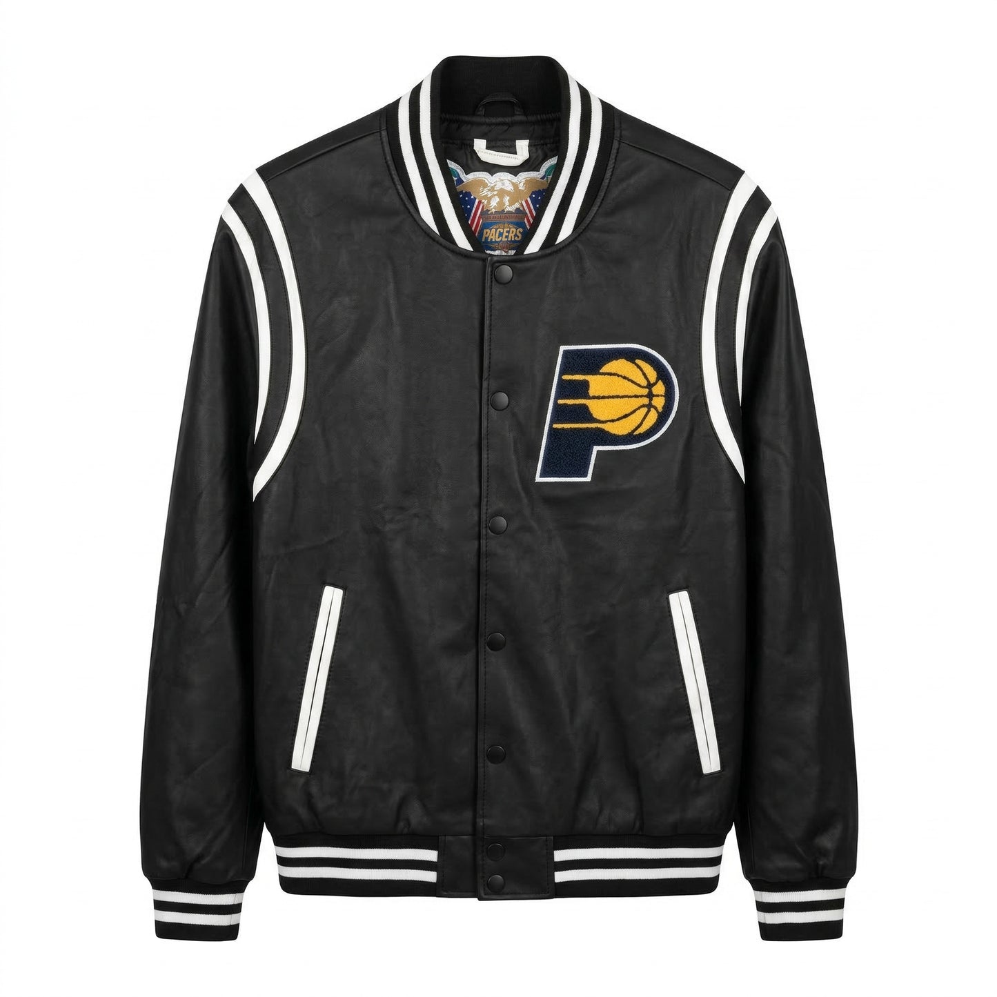 INDIANA PACERS VEGAN LEATHER JACKET Black / White