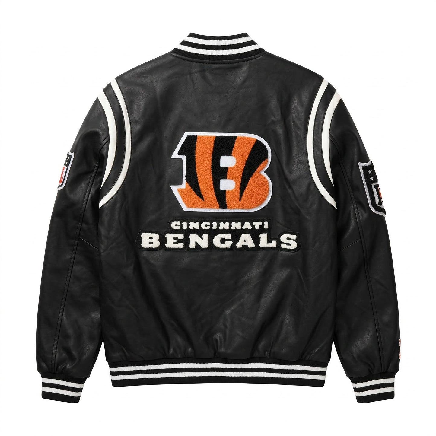 CINCINNATI BENGALS VEGAN LEATHER JACKET Black / White