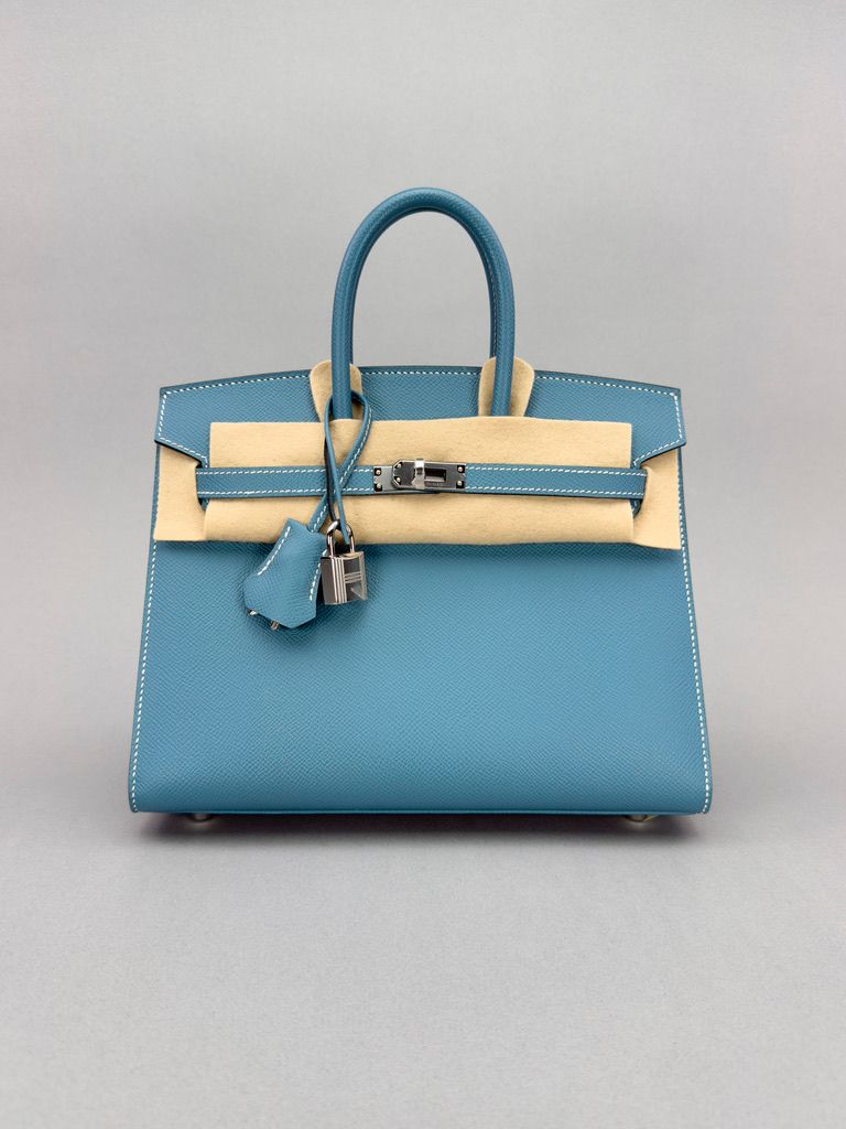 Hermes Birkin 25 Epsom New Blue Jean Palladium Hardware