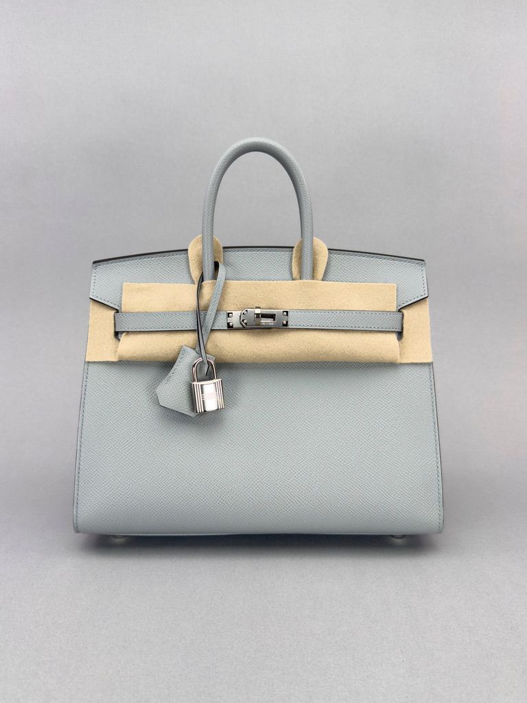 Hermes Birkin 25 Epsom Blue Glacier Palladium Hardware