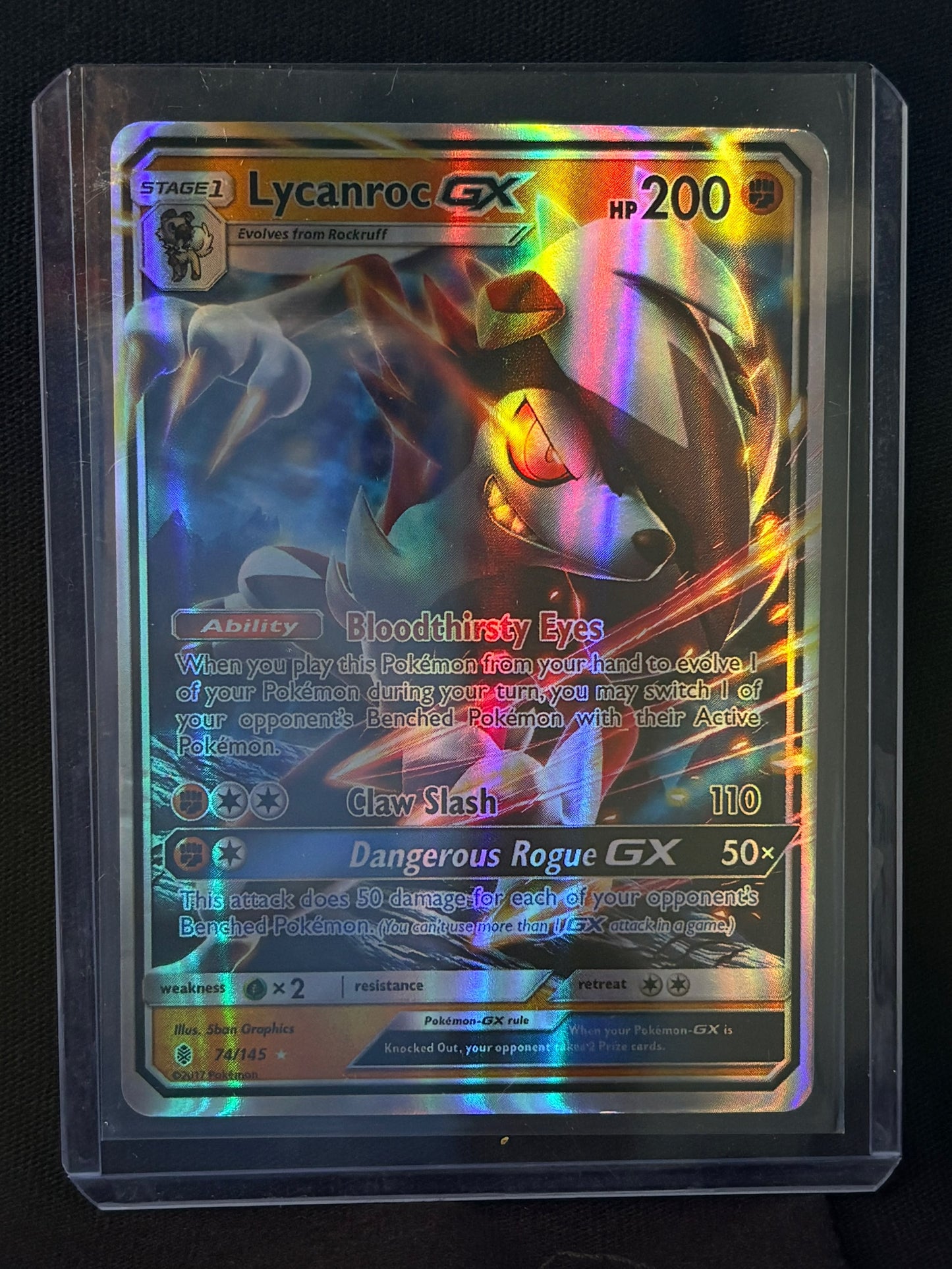 CARTA POKEMON Lycanroc GX 74/145