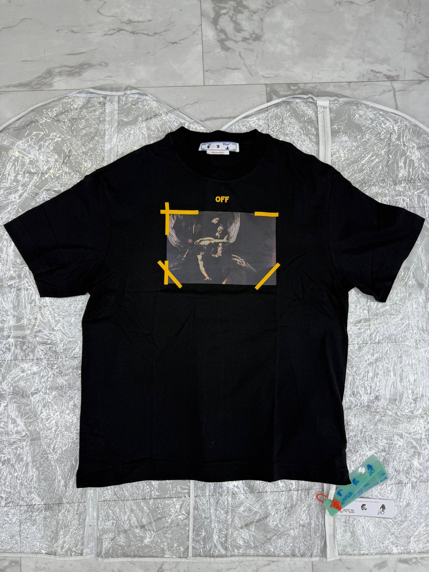 OFF-WHITE Caravaggio Mercy Black Yellow Tee