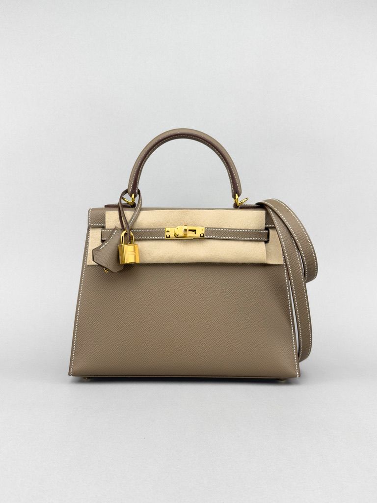Hermes Kelly 25 Epsom Etoupe Gold Hardware