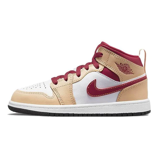 Air Jordan 1 Mid Light Curry Cardinal (PS)