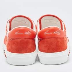 Louis Vuitton Red Monogram Canvas And Suede Ollie Low Top