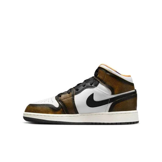 Air Jordan 1 Mid SE Orange Wear Away (GS)