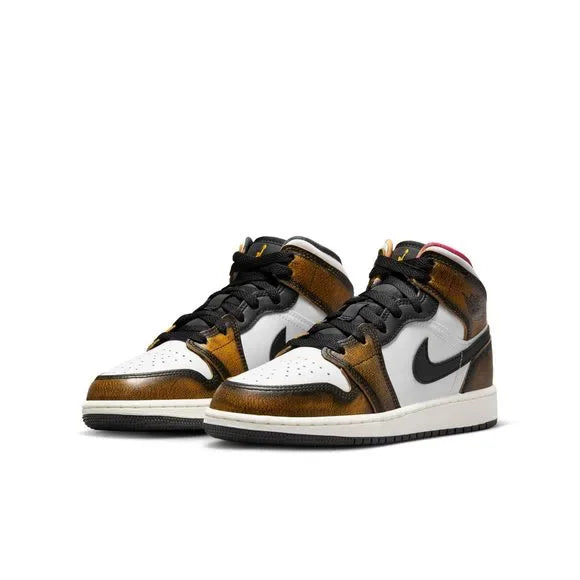 Air Jordan 1 Mid SE Orange Wear Away (GS)