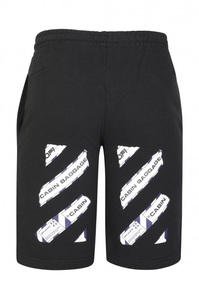 OFF WHITE AIRPORT TAPE SWEAT BLACK SHORTS
